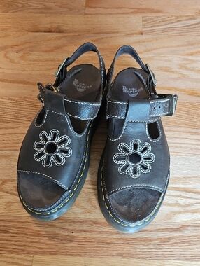 Dr. Martens Dark Brown Dunnet Flower Slingback Sandals